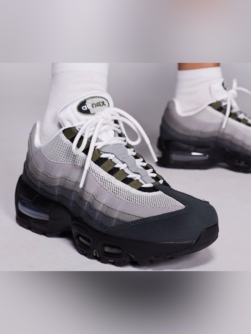 Nike Air Max 95 Sneakers - Gray, Black & White Olive, NEVER WORN - Picture 3 of 8